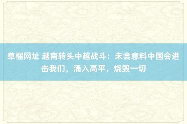 草榴网址 越南转头中越战斗：未尝意料中国会进击我们，涌入高平，烧毁一切