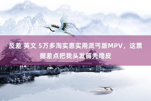反差 英文 5万多淘实惠实用派丐版MPV，这票据差点把我头发薅秃噜皮