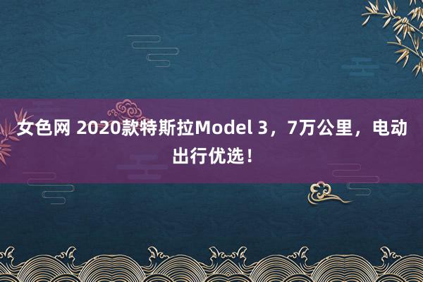 女色网 2020款特斯拉Model 3，7万公里，电动出行优选！