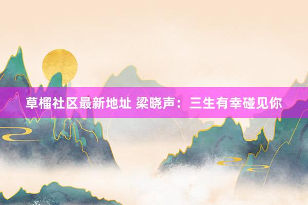 草榴社区最新地址 梁晓声：三生有幸碰见你