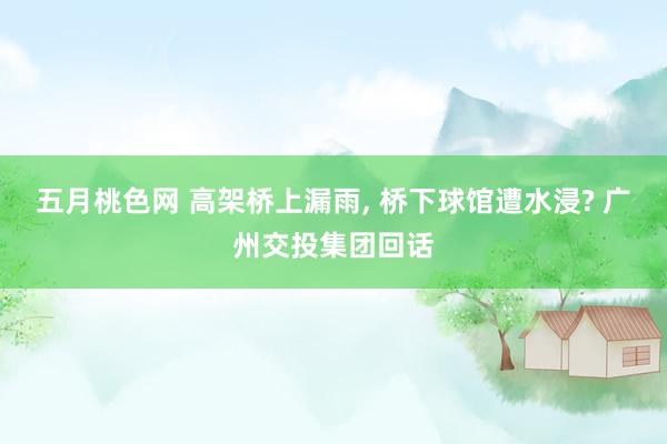 五月桃色网 高架桥上漏雨， 桥下球馆遭水浸? 广州交投集团回话